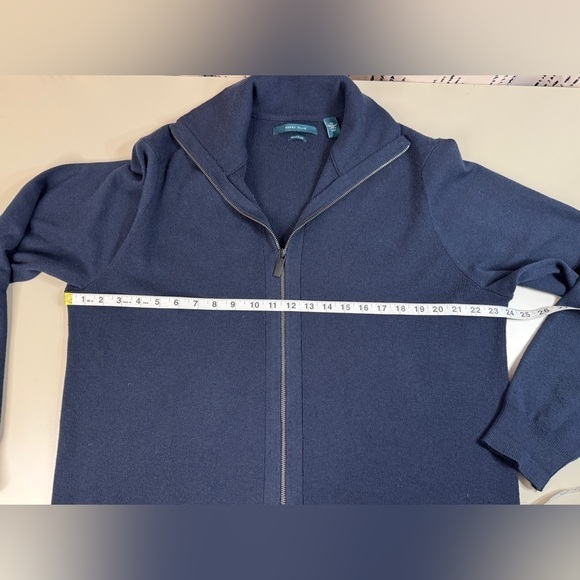 Perry Ellis Sweater Mens 2XL XXL Blue Merino Wool Knit Sweater Casual Full Zip - Picture 5 of 9